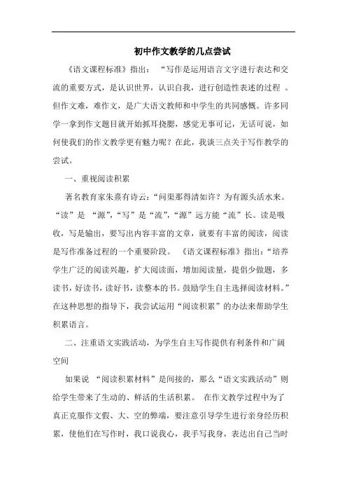 初中作文教学的几点尝试