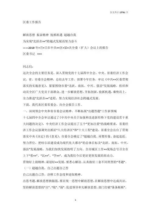 区委工作报告
