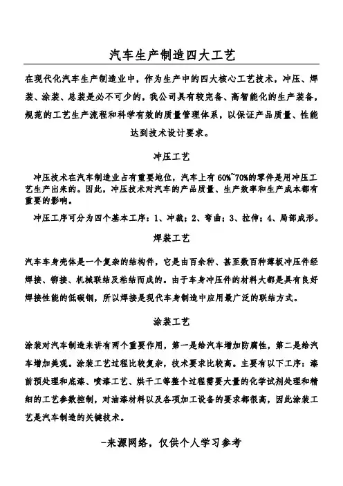 汽车生产制造四大工艺