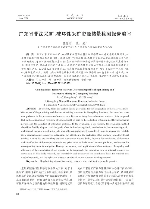 广东省非法采矿、破坏性采矿资源储量检测报告编写