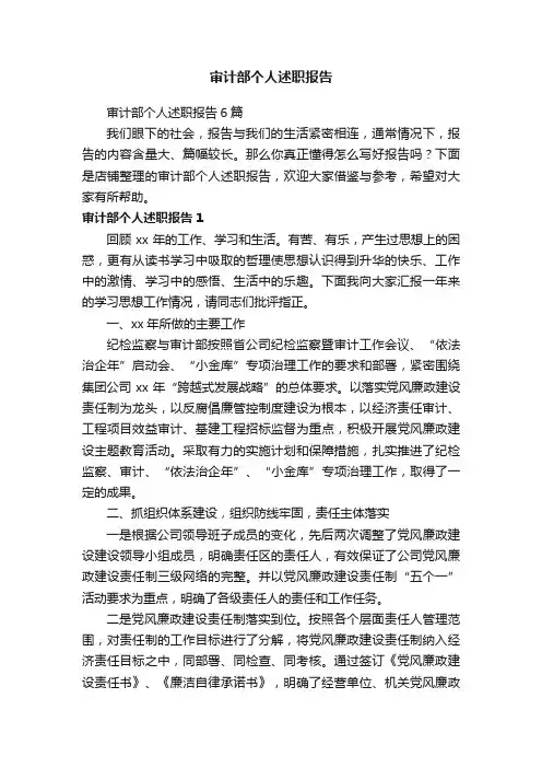 审计部个人述职报告