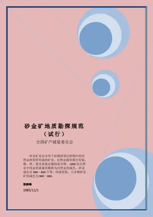 砂金矿地质勘探规范