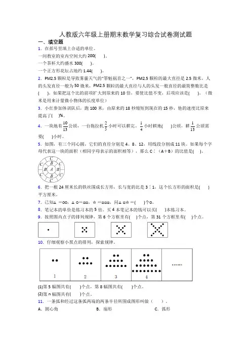 人教版六年级上册期末数学复习综合试卷测试题