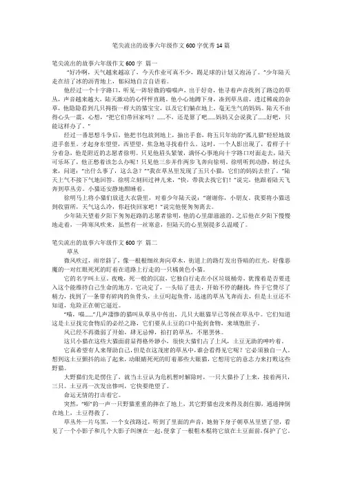 笔尖流出的故事六年级作文600字优秀14篇