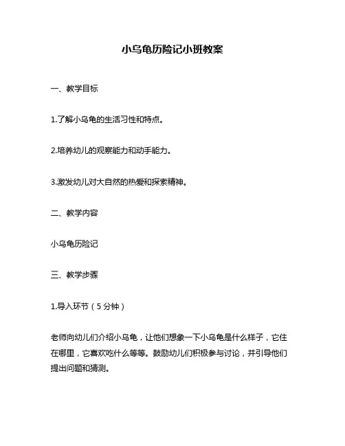 小乌龟历险记小班教案
