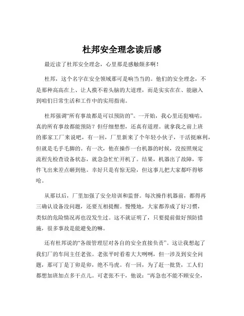 杜邦安全理念读后感