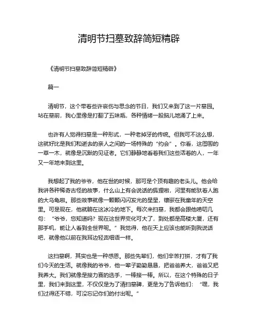清明节扫墓致辞简短精辟