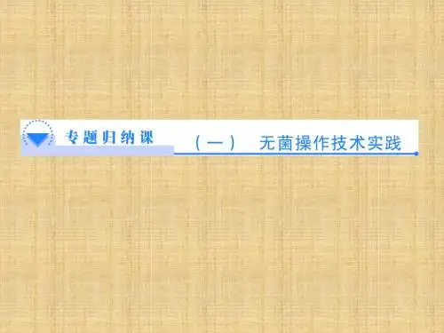 【课堂新坐标】高中生物 专题1第1章 无茵操作技术实践专题归纳名师优质课件 苏教版选修1