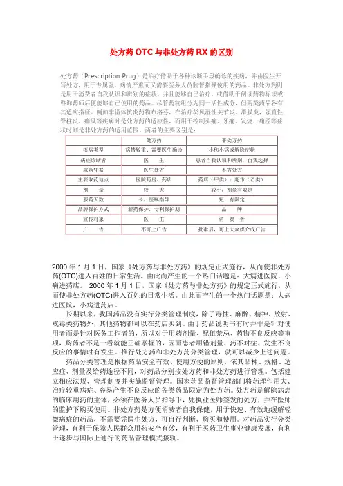 处方药OTC与非处方药RX