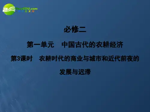 高三历史一轮复习 第1单元 第3课时 农耕时代的商业与城市和近代前夜的发展与迟滞课件 岳麓版必修2