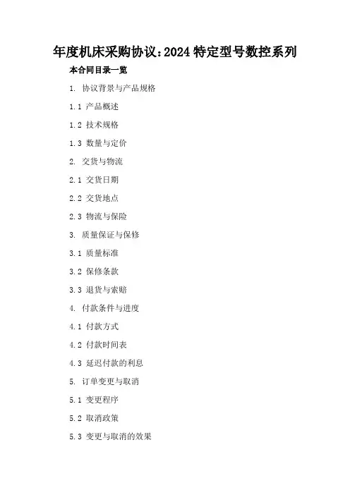 年度机床采购协议：2024特定型号数控系列