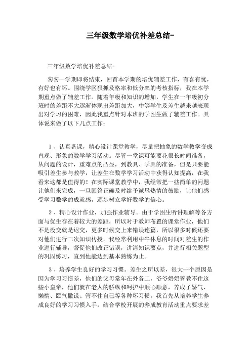 三年级数学培优补差总结-