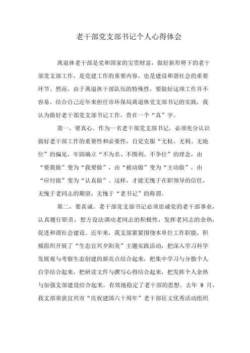 老干部党支部书记个人心得体会