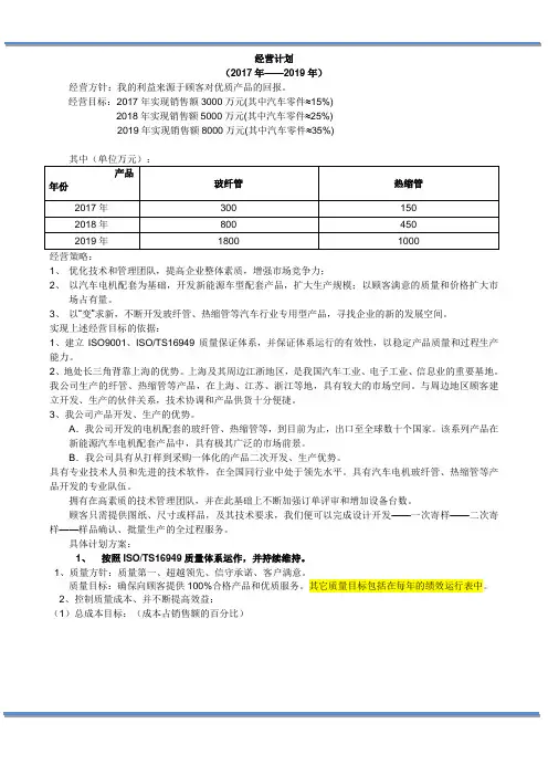 三年经营计划