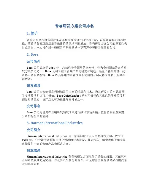 音响研发方案公司排名