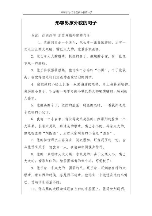 形容男孩外貌的句子