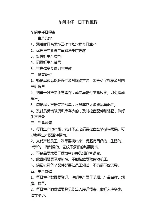 车间主任一日工作流程