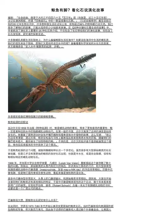 鲸鱼有脚？看化石说演化故事