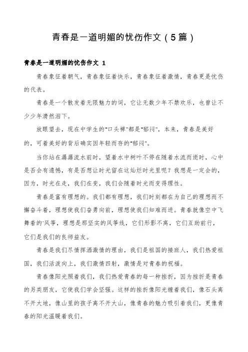 青春是一道明媚的忧伤作文(5篇)