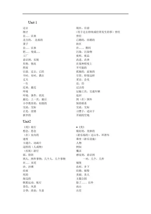 最新译林版八年级下册英语单词默写表文档85867教学内容