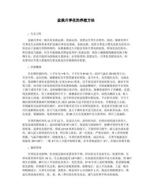 盆栽月季花的养殖方法