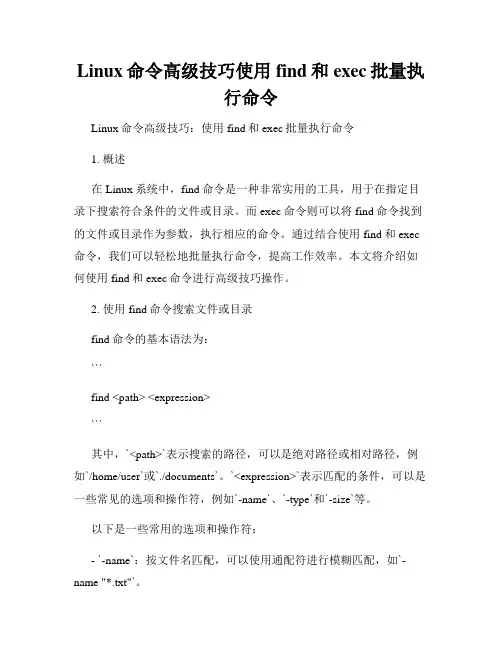 Linux命令高级技巧使用find和exec批量执行命令