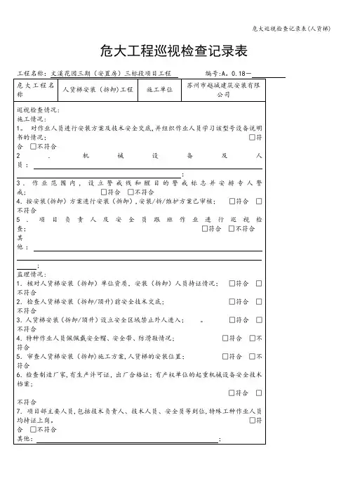 危大巡视检查记录表(人货梯)