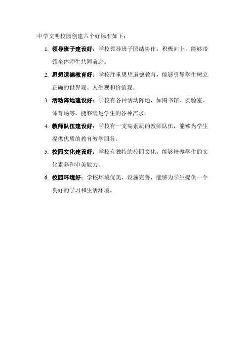 中学文明校园创建六个好标准