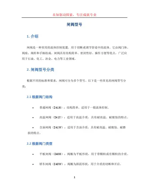 闸阀型号文档