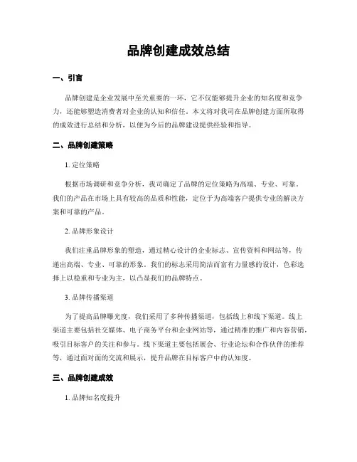品牌创建成效总结