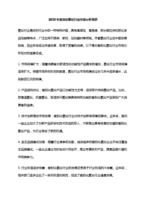 2023年差别化氨纶行业市场分析现状