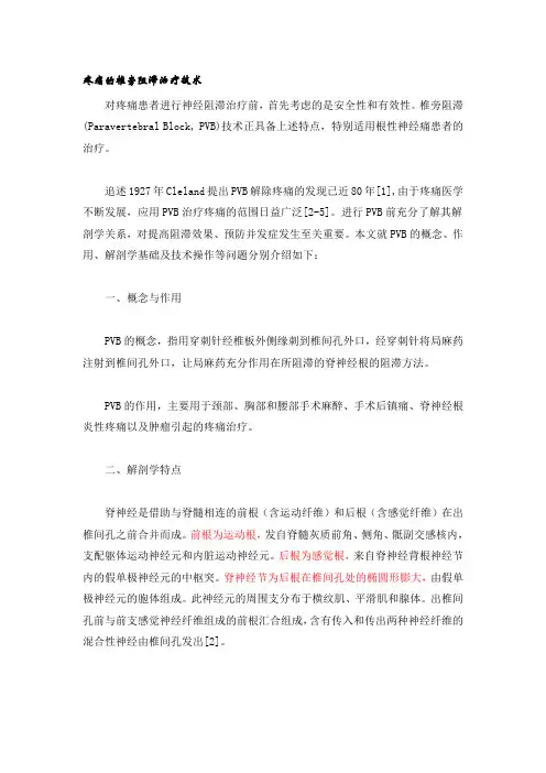 疼痛的椎旁阻滞治疗技术