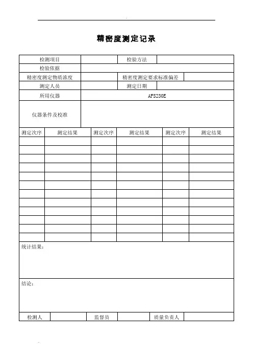 实验室内质控记录表格