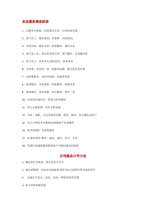 企业服务理念标语【范本模板】