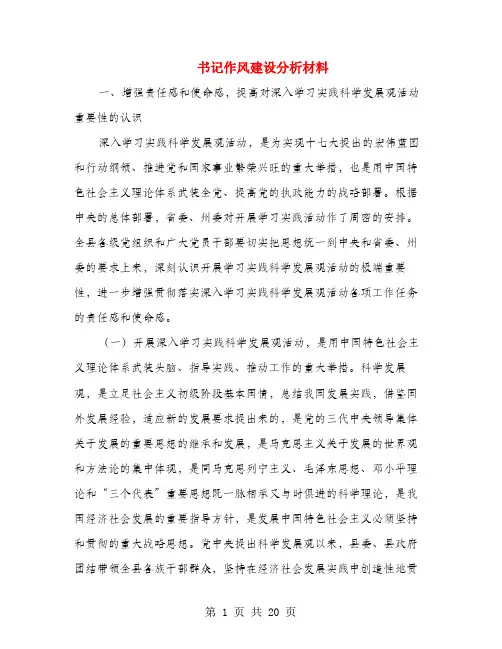 书记作风建设分析材料