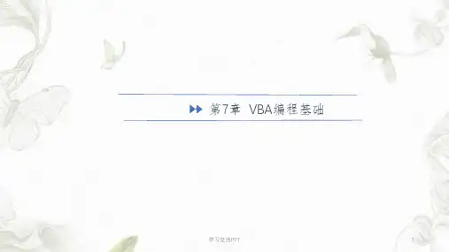 VBA编程基础 课件