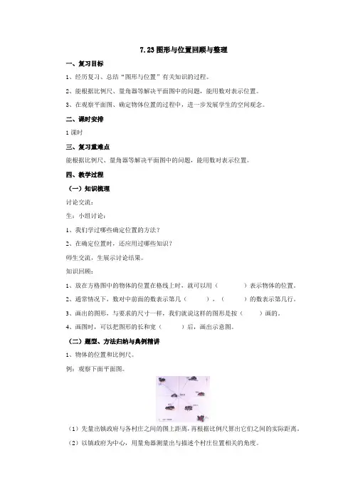 图形与位置回顾与整理 教案 六年级数学下册-苏教版