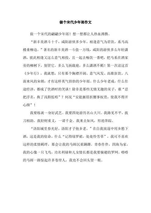 做个宋代少年郎作文