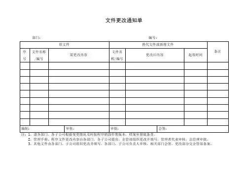 文件更改通知单 (标准模版)