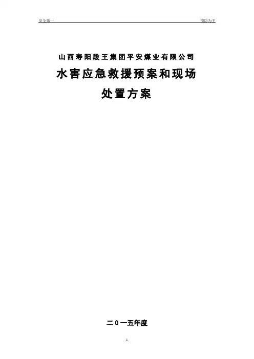 2015年水害应急救援预案和现场处置方案