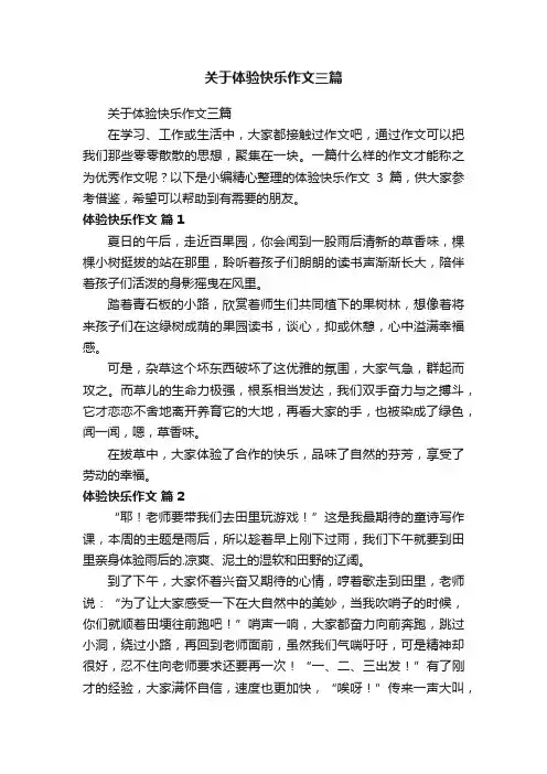 关于体验快乐作文三篇