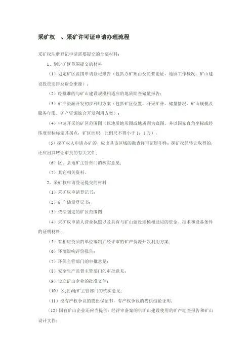 采矿权 、采矿许可证申请办理流程