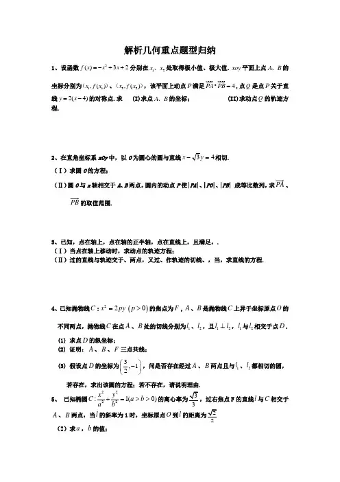 解析几何重点题型归纳