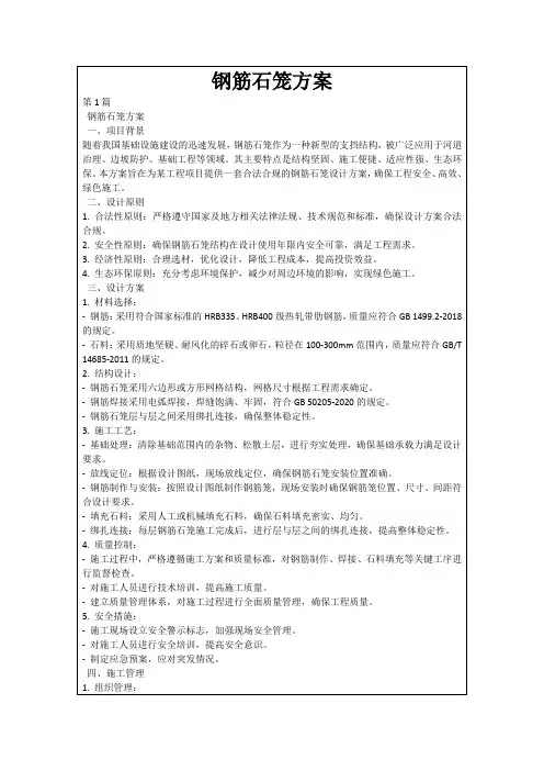 钢筋石笼方案
