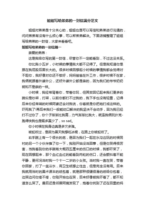 姐姐写给弟弟的一封信满分范文