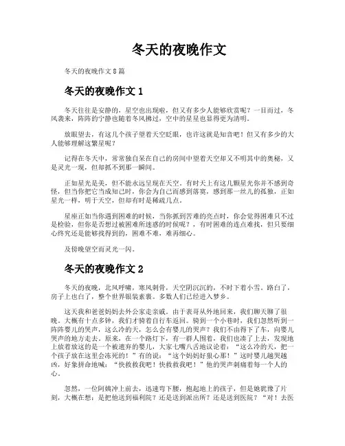 冬天的夜晚作文