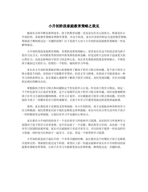 小升初阶段家庭教育策略之我见