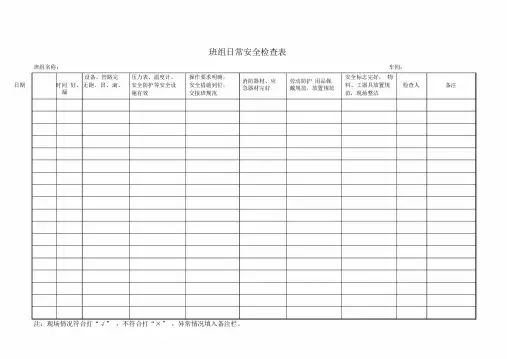 检查表及记录