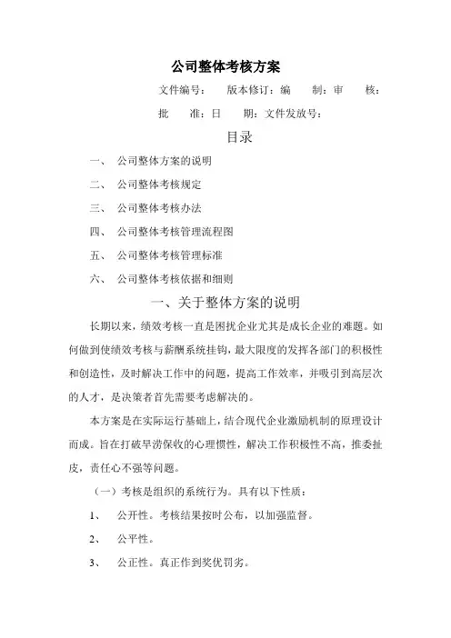公司整体目标绩效管理方案 全套 
