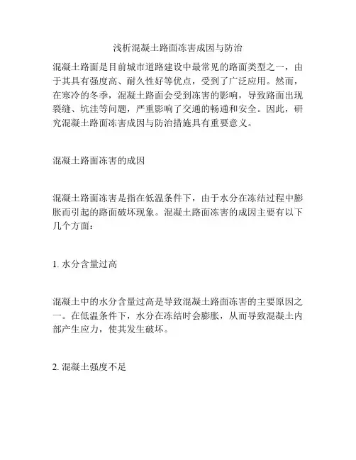 浅析混凝土路面冻害成因与防治